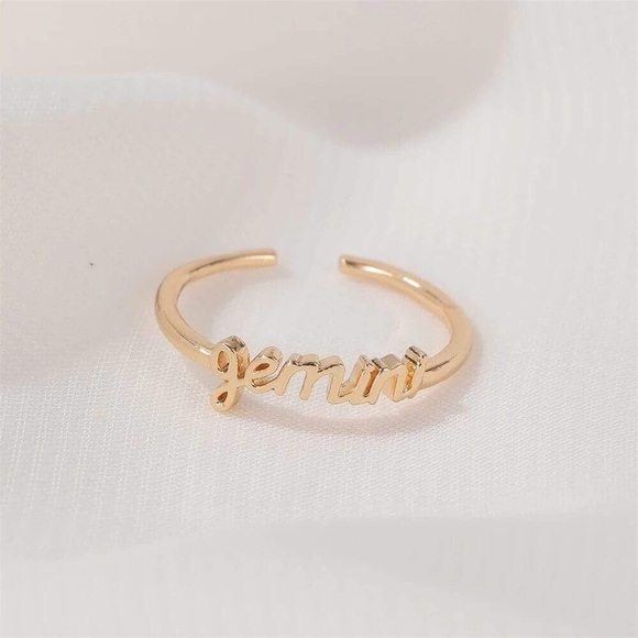 Zodiac Sign Minimalist Boho Text Astrology Ring - Picture 9 of 16